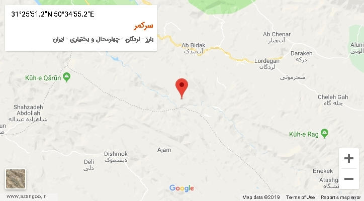 روستای سرکمر بر روی نقشه