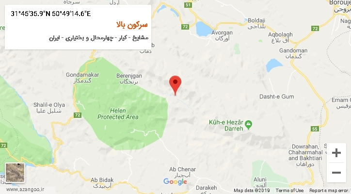 روستای سرکون بالا بر روی نقشه