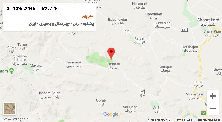 روستای سرپیر بر روی نقشه