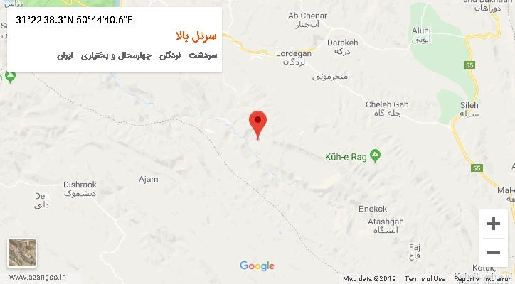 روستای سرتل بالا بر روی نقشه