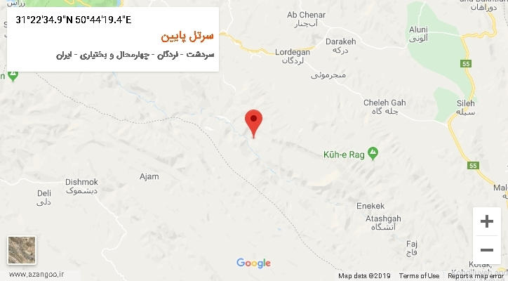 روستای سرتل پایین بر روی نقشه