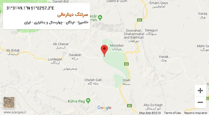 روستای سرتنگ دینارعالی بر روی نقشه