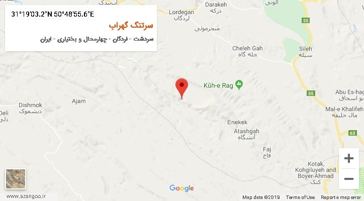 روستای سرتنگ گهراب بر روی نقشه