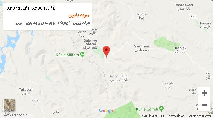 روستای سروه پایین بر روی نقشه