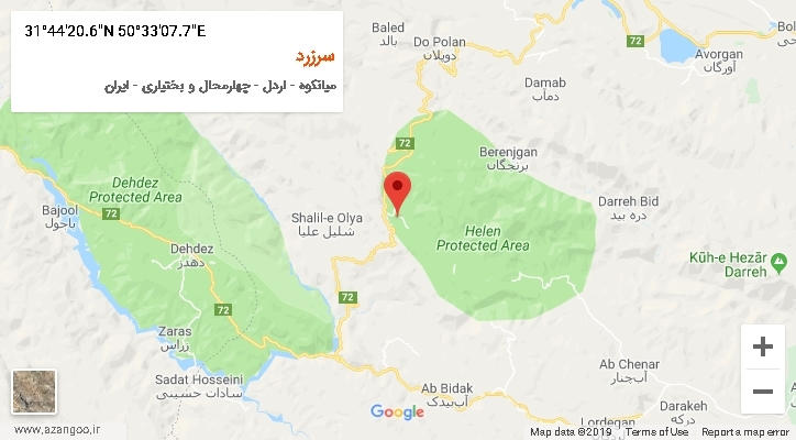 روستای سرزرد بر روی نقشه