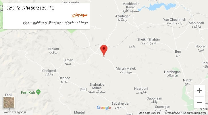 روستای سودجان بر روی نقشه