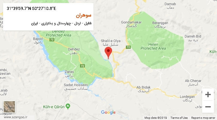 روستای سوهران بر روی نقشه