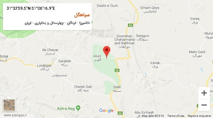 روستای سیاهگل بر روی نقشه