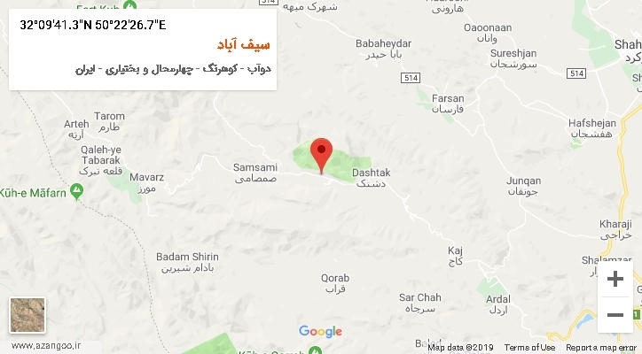 روستای سیف آباد بر روی نقشه