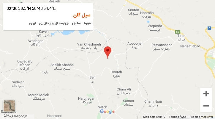 روستای سیل گلن بر روی نقشه