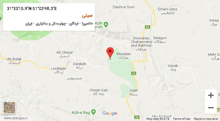 روستای سینی بر روی نقشه