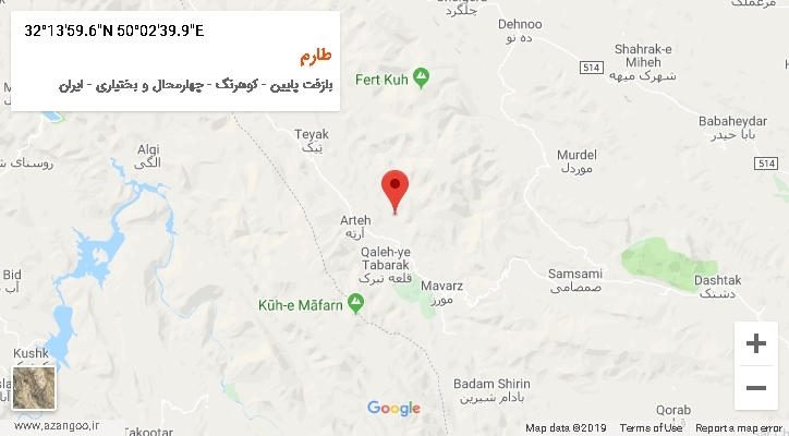 روستای طارم بر روی نقشه