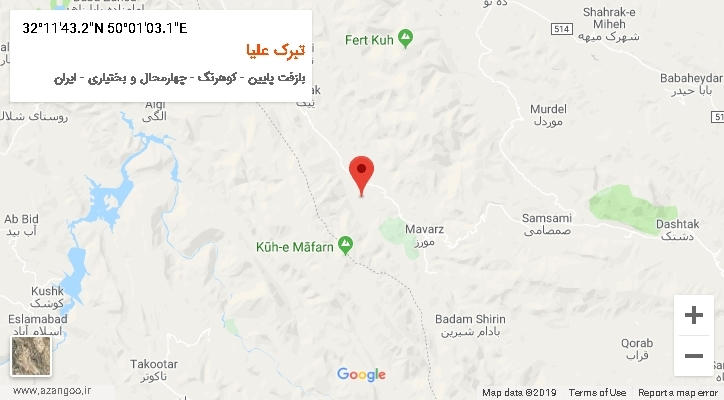 روستای تبرک علیا بر روی نقشه