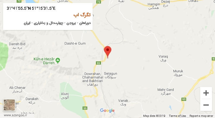 روستای تگرگ اب بر روی نقشه
