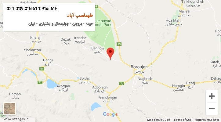 روستای طهماسب آباد بر روی نقشه