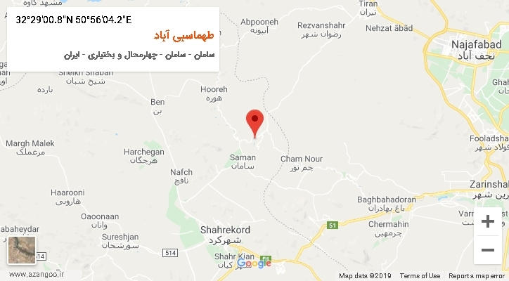 روستای طهماسبی آباد بر روی نقشه