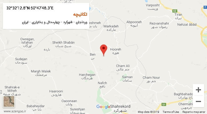 روستای تکانیچه بر روی نقشه