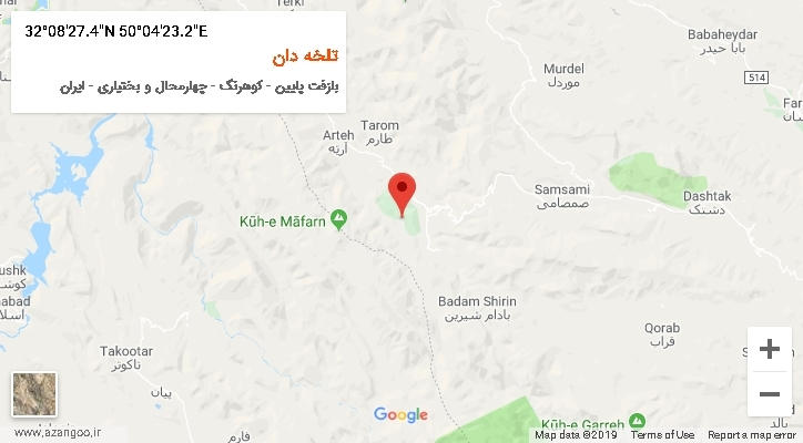 روستای تلخه دان بر روی نقشه