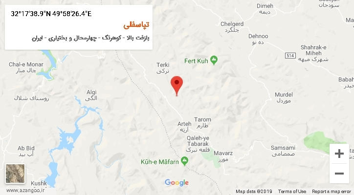روستای تپاسفلی بر روی نقشه