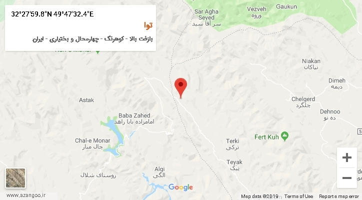 روستای توا بر روی نقشه