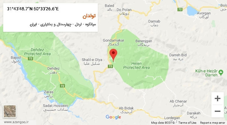 روستای تولدان بر روی نقشه