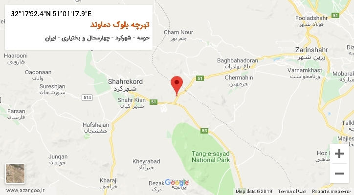 روستای تیرچه بلوک دماوند بر روی نقشه
