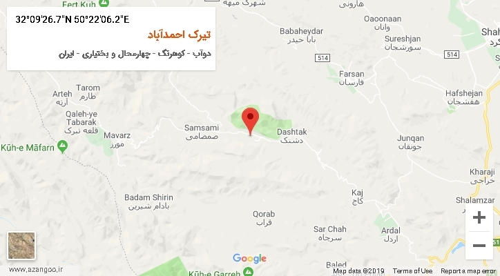 روستای تیرک احمدآباد بر روی نقشه