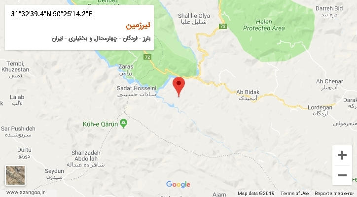 روستای تیرزمین بر روی نقشه