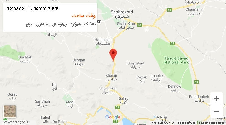 روستای وقت ساعت بر روی نقشه
