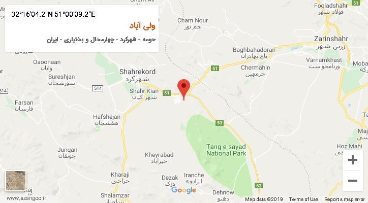 روستای ولی آباد بر روی نقشه