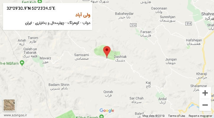 روستای ولی آباد بر روی نقشه