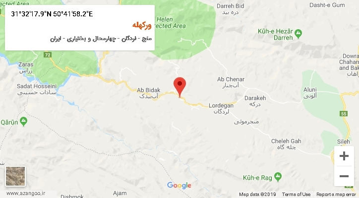 روستای ورکهله بر روی نقشه