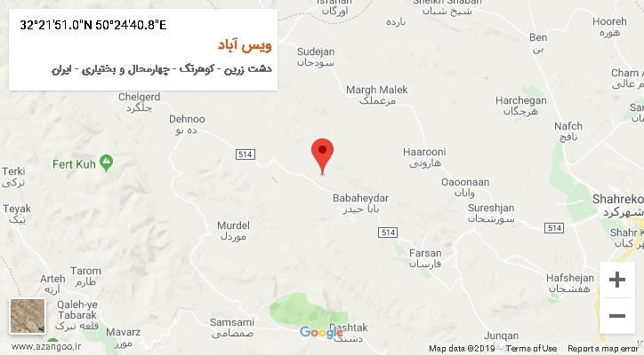 روستای ویس آباد بر روی نقشه