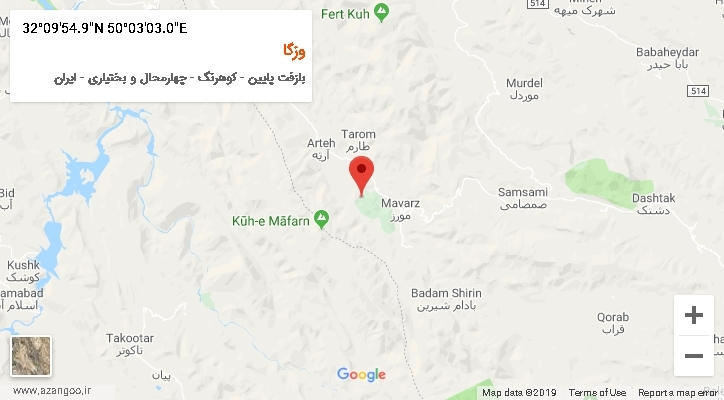 روستای وزگا بر روی نقشه