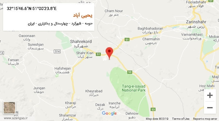 روستای یحیی آباد بر روی نقشه