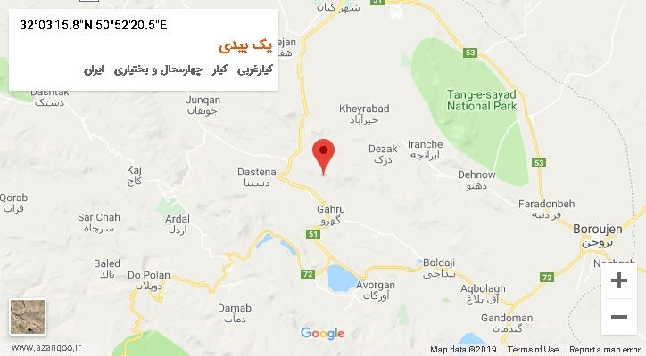 روستای یک بیدی بر روی نقشه