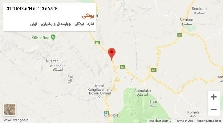 روستای یونکی بر روی نقشه