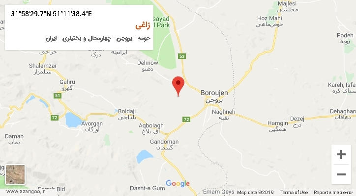 روستای زاغی بر روی نقشه