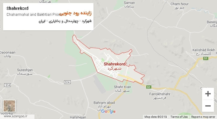 دهستان زاینده رود جنوبی بر روی نقشه