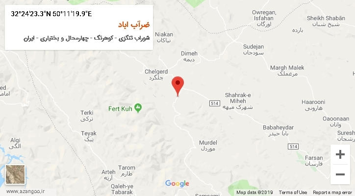 روستای ضرآب اباد بر روی نقشه