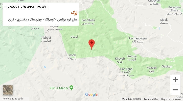 روستای زرک بر روی نقشه