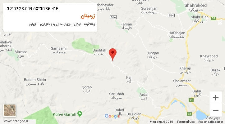 روستای زرمیتان بر روی نقشه