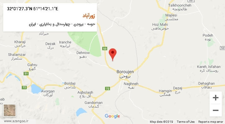روستای زورآباد بر روی نقشه