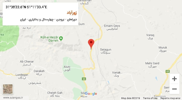 روستای زورآباد بر روی نقشه