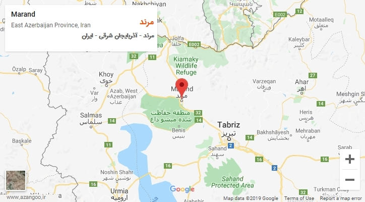 شهر مرند بر روی نقشه