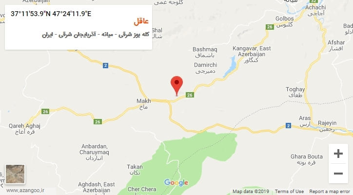 روستای عاقل بر روی نقشه