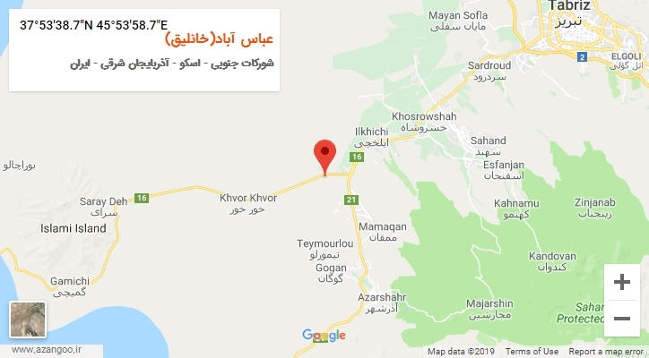 روستای عباس آباد(خانلیق) بر روی نقشه