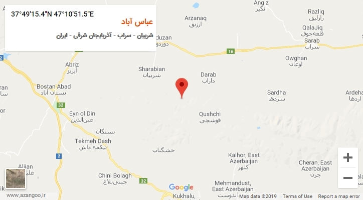 روستای عباس آباد بر روی نقشه