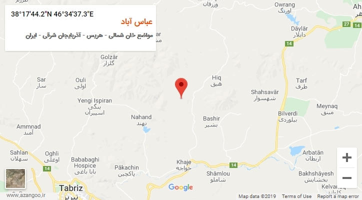 روستای عباس آباد بر روی نقشه