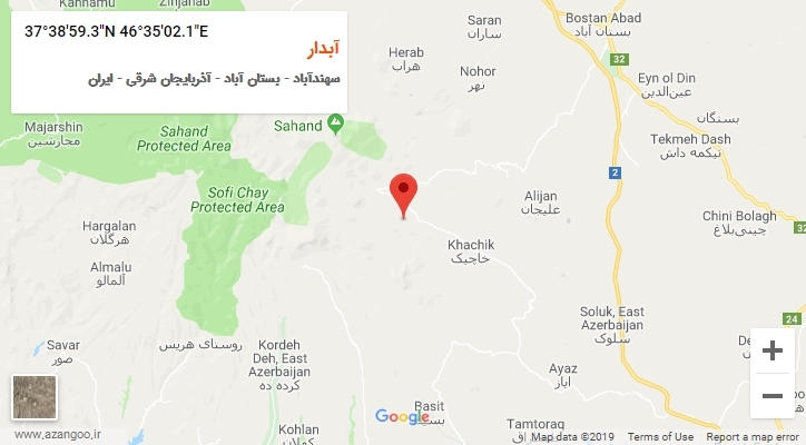 روستای آبدار بر روی نقشه